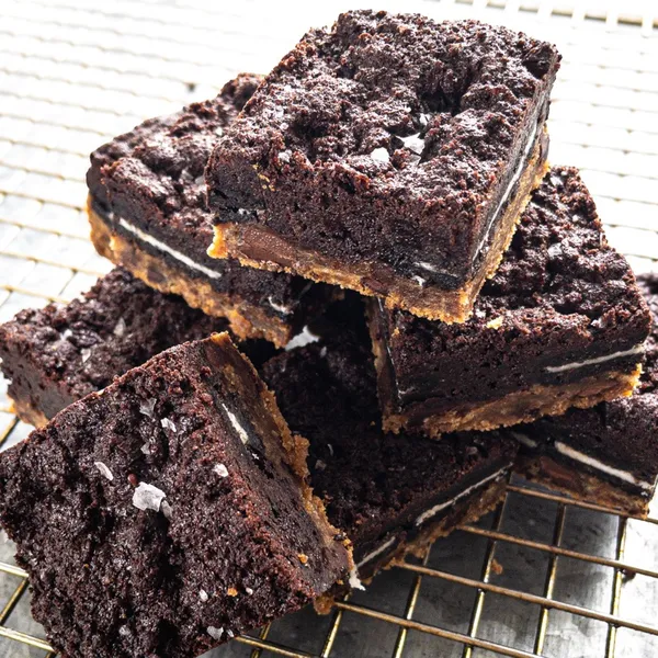 Stack of Triple-Layer Brownies