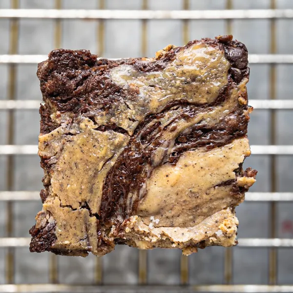 Vietnamese Coffee Swirl Brownies close up view