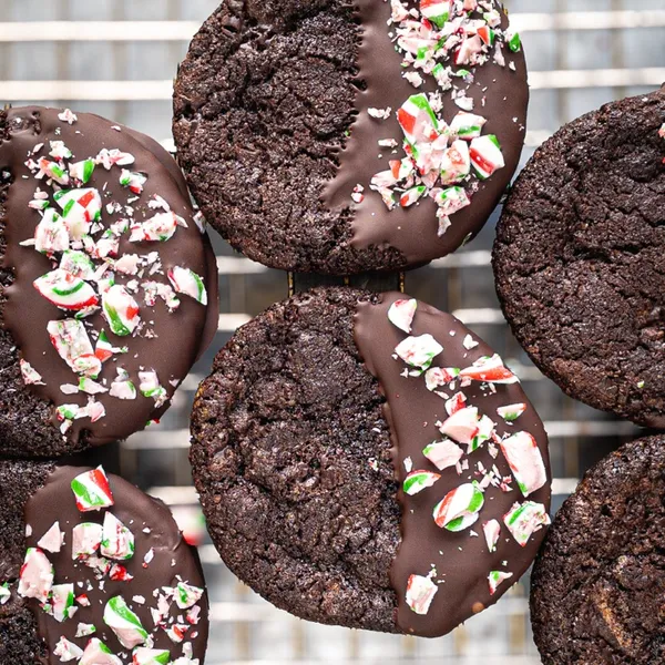 Peppermint Chocolate Cookies close up