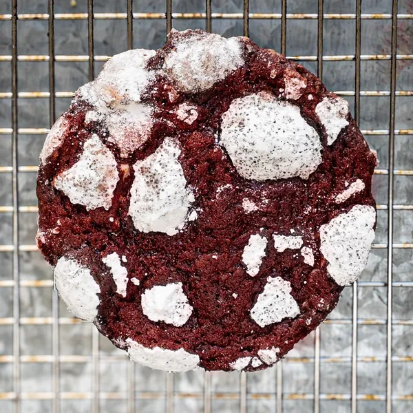 Red Velvet Crinkle Cookies close up