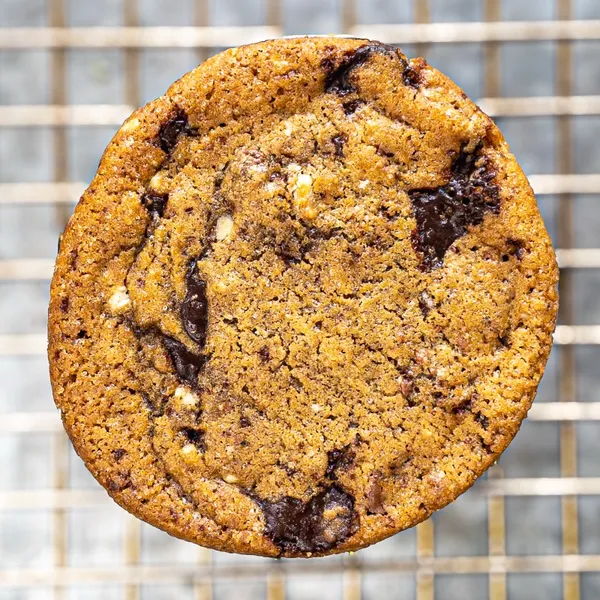 Triple Chocolate Chunk Cookies close up